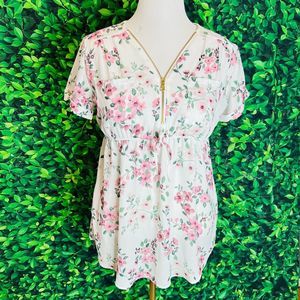 Maternity spring summer floral blouse L
